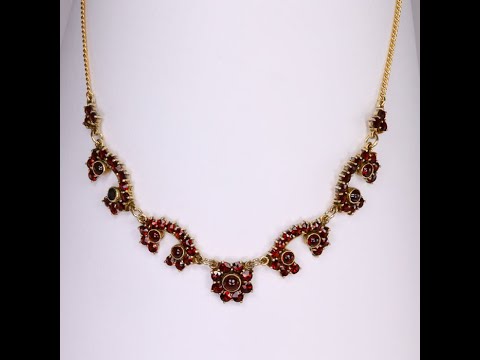 14K Yellow Gold Garnet Necklace 8.10 Carats Total