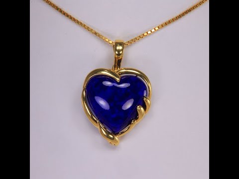 14K Yellow Gold Lapis Heart Pendant