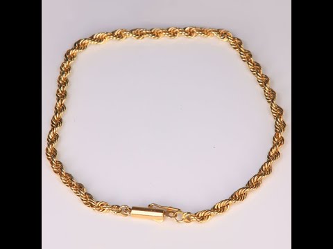 14K Yellow Gold Rope Bracelet 7 1/2"