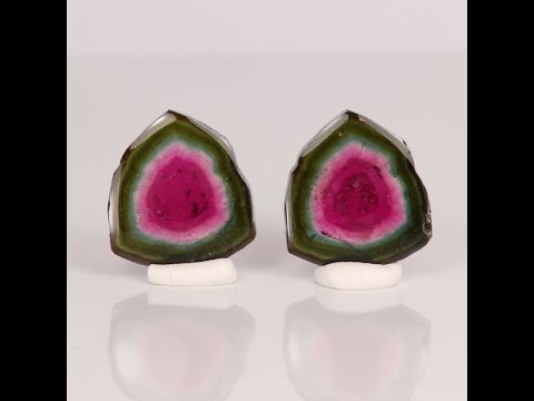 Watermelon tourmaline outlets slice pair