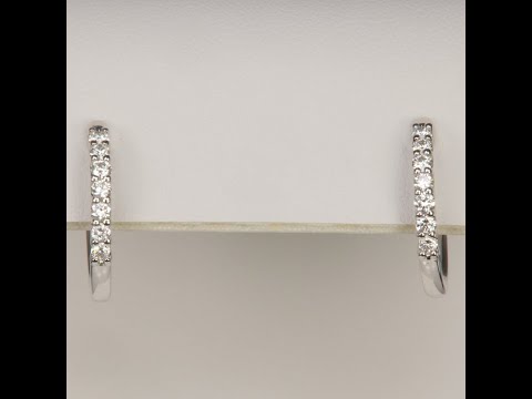 14K White Gold Diamond Huggie Hoop Earrings .33 Carats