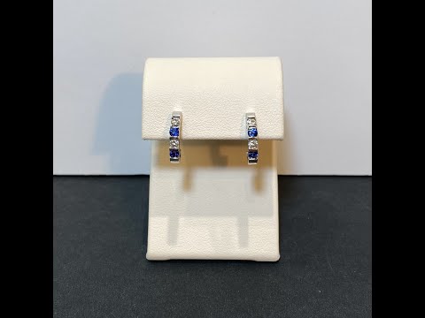 14K White Gold Sapphire and Diamond Earrings