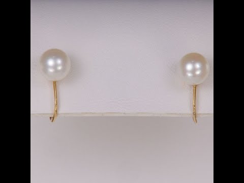 14K Yellow Gold Pearl Screwback Nonpierced Earrings