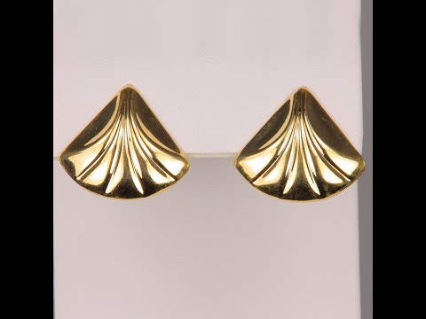 14K Yellow Gold Fan Earrings