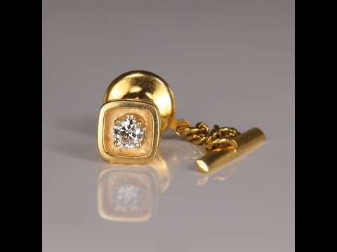 14K Yellow Gold Fine Diamond Tie Tack .30 Carats