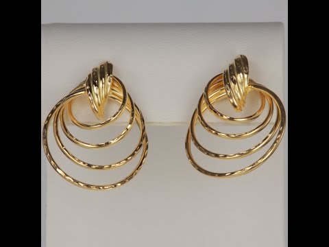 14K Yellow Gold Swirl Loop Earrings