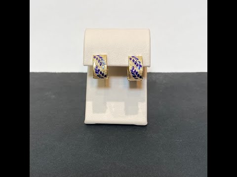 14K Yellow Gold Painted Enamel Huggie Hoops