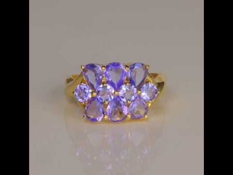 14K Yellow Gold Tanzanite Cluster Ring 1.00 Carat