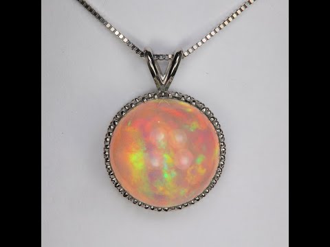 Mexican Opal Pendant ,11.50x17.30mm,6.90 carats, 2.94 grams,Oval Shaped Opal ,AAA Grade,925SterlingSilver,,Cubic Zircon, fashion Engagement Pendant.