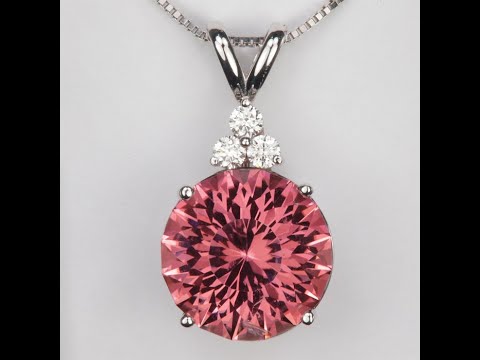 12.71ct Tourmaline and Diamond Pendant in 14k White Gold