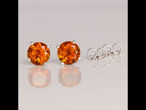 14K White Gold Citrine Stud Earrings 1.95 Carats