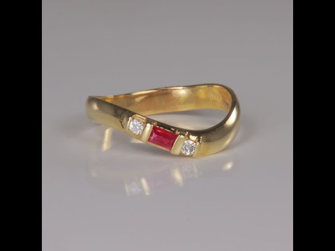 14K Yellow Gold Ruby and Diamond Ring