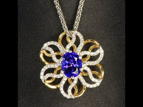 18K Yellow - White Gold Tanzanite Pendant By Christopher Michael 3.46 Carats