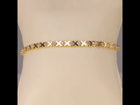 14K Yellow Gold Diamond XO Bracelet 1.00 Carats