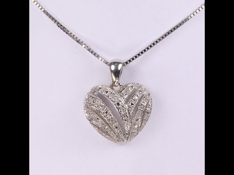 14K White Gold Diamond Heart Pendant