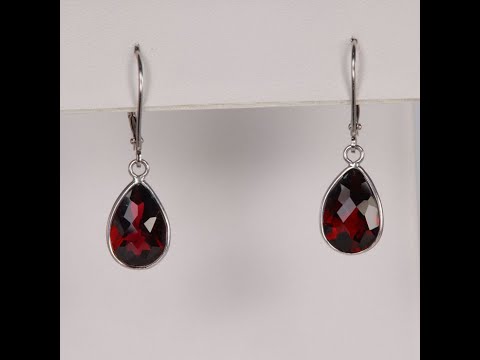 14K White Gold Garnet Dangle Pierced Earrings 6.82 Carats