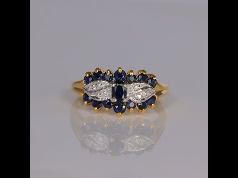 14K Yellow Gold Sapphire and Diamond Ring