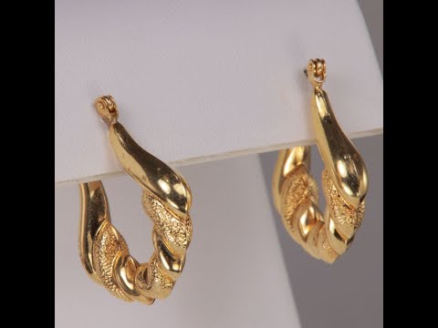 14K Yellow Gold Knocker Hoop Earrings