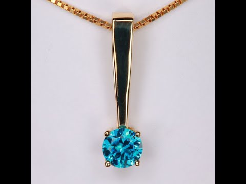 14K Yellow Gold Blue Zircon Pendant by Christopher Michael 2.02 Carats