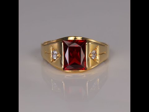 10K Yellow Gold Synthetic Ruby and Spinel Ring