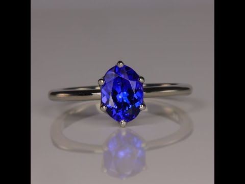 BLUE LIGHT SPECIAL 40% OFF w Code BLUE40 | Platinum Oval Tanzanite and Diamond Accent Ring 1.40 Carats