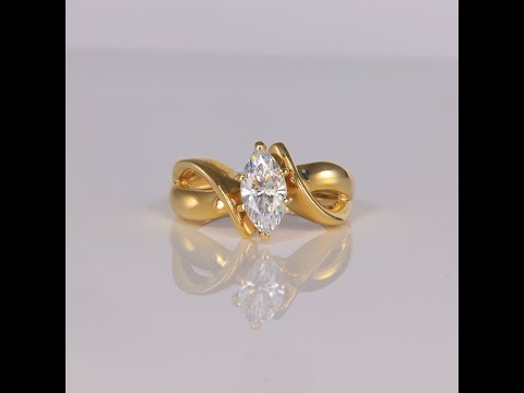 10K Yellow Gold Marquise Cut Cubic Zirconia Ring