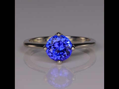 BLUE LIGHT SPECIAL 40% OFF w Code BLUE40 | Platinum Round Brilliant Tanzanite and Diamond Accent Ring 1.92 Carats