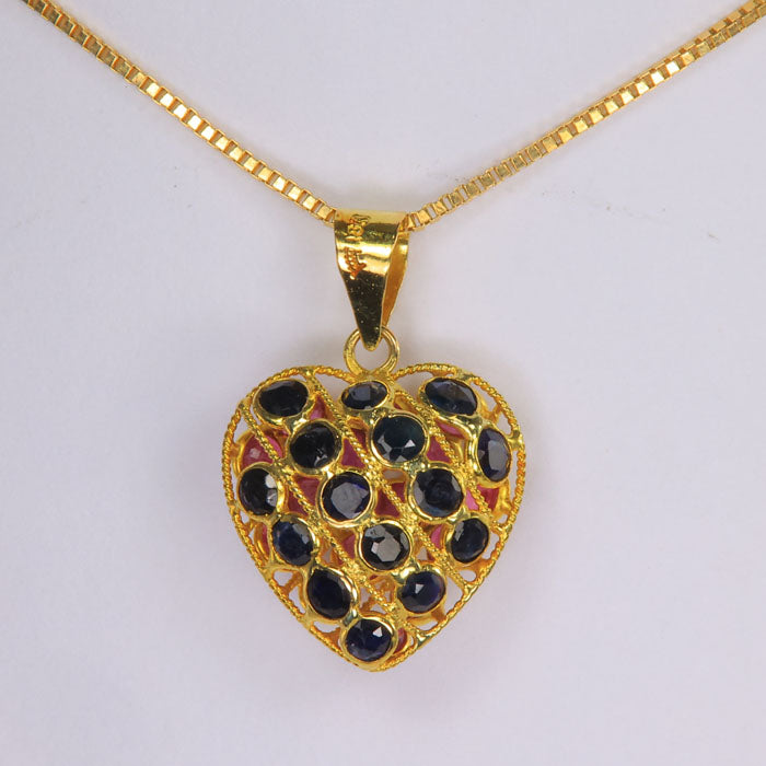 18k solid store gold and one carat total weight genuine Ruby heart pendant