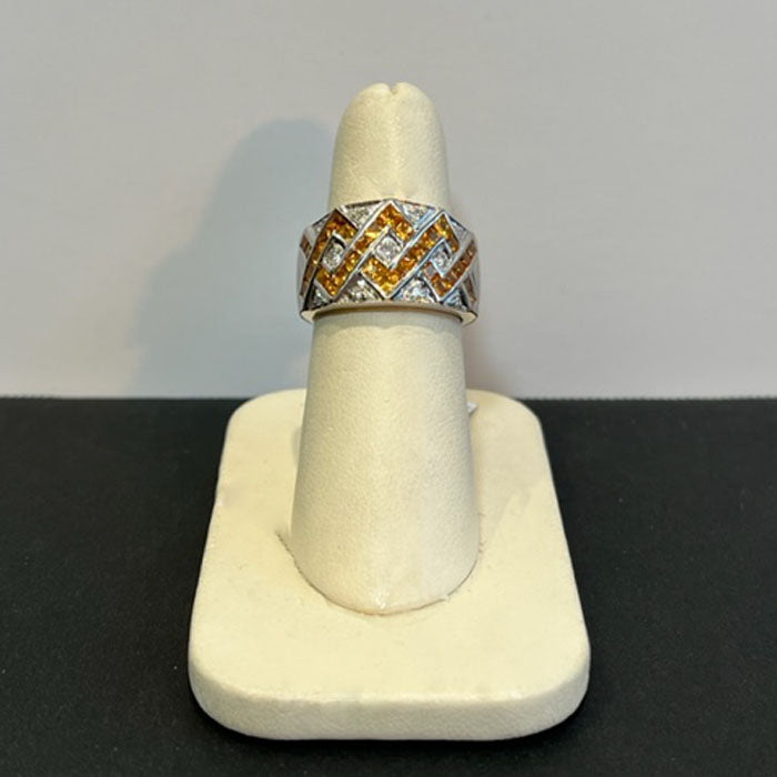 yellow sapphire diamond white gold ring