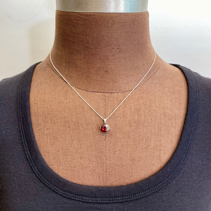 garnet gemstone solitaire necklace