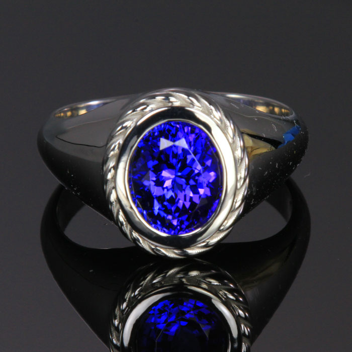 oval tanzanite gemstone ring white gold