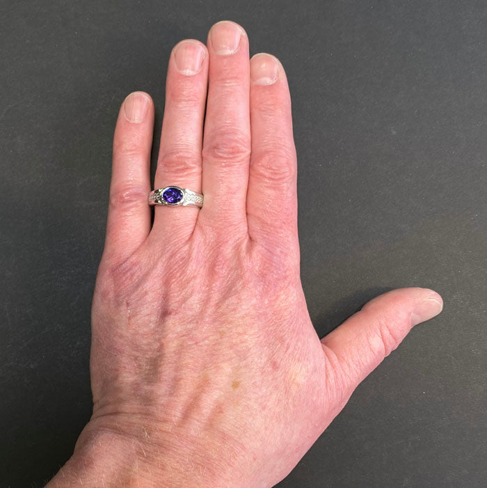 gents tanzanite ring on hand