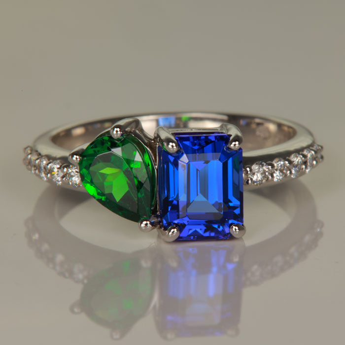 tanzanite and tsavorite ring white gold diamonds