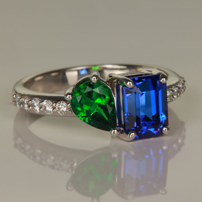 tanzanite tsavorite white gold diamond ring