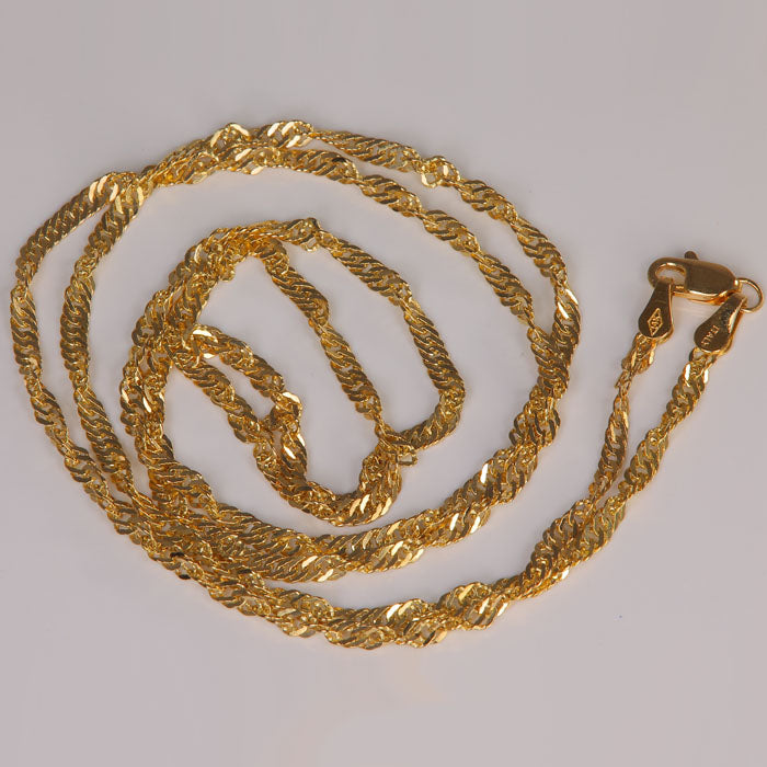 yellow gold diamond cut twisted rope link chain