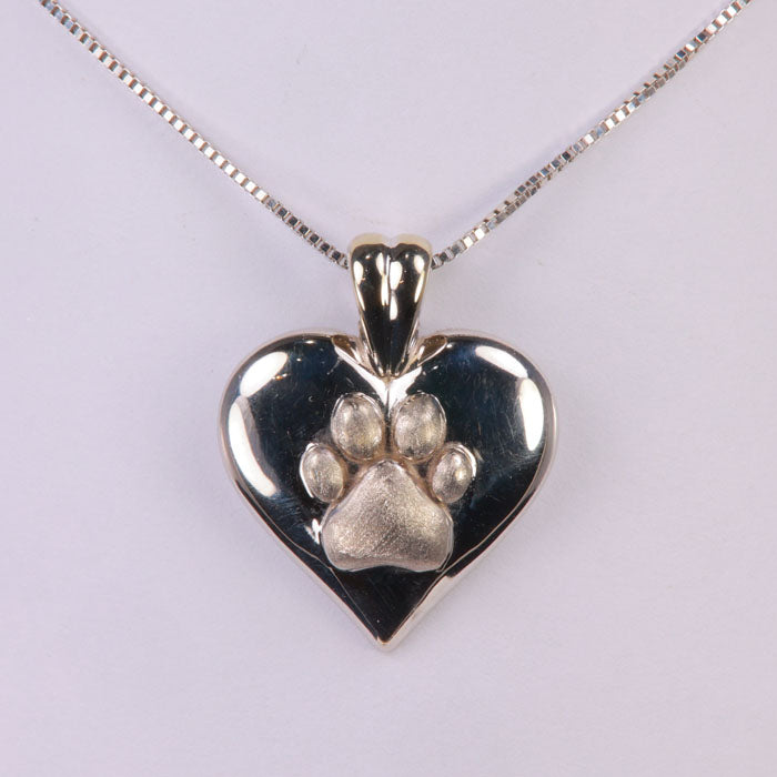 paw print white gold pendant dog