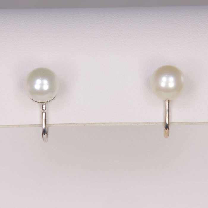 pearl earrings white gold nonpierced screwbacks