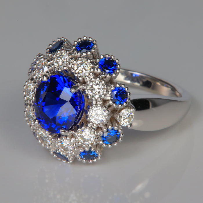 white gold sapphire and diamond ring