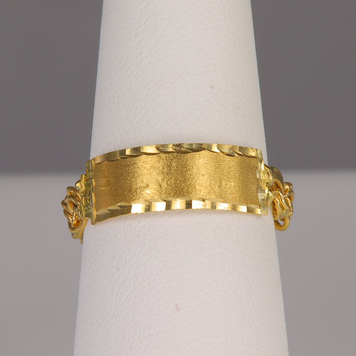 yellow gold ring with chain band