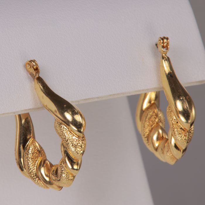 door knocker style textured gold hoops
