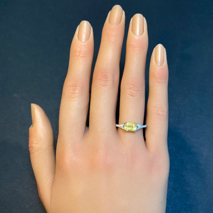 white gold diamond yellow sapphire ring