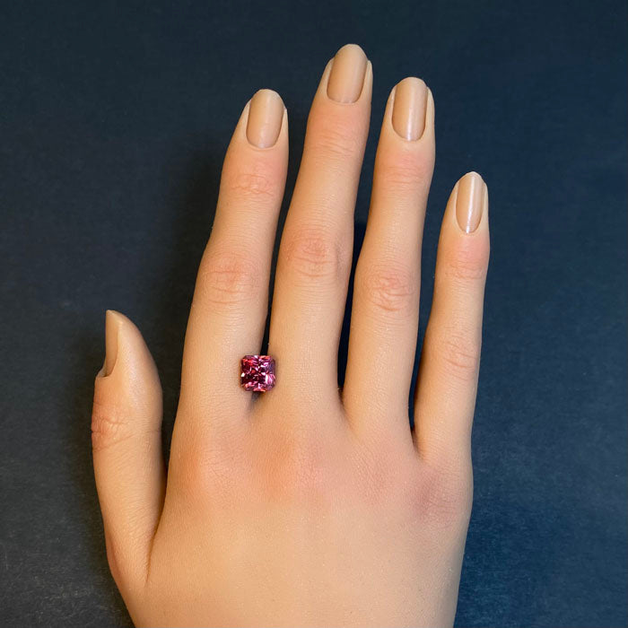 zircon gemstone square barion brownish reddish pink color