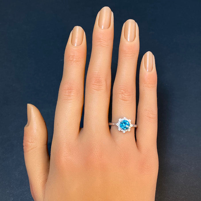 Blue factory zircon ring