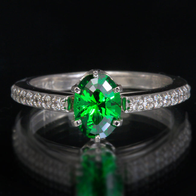 Tsavorite Garnet and Diamond Ring 1.23 Carat 