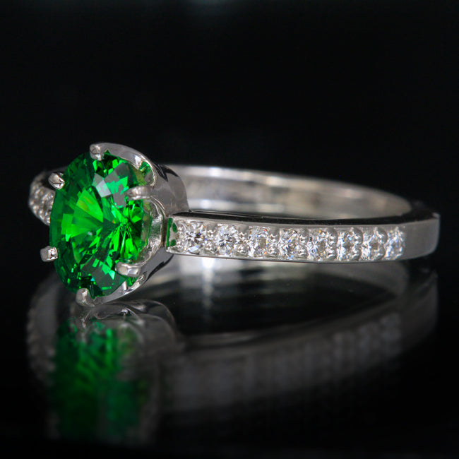 Tsavorite Garnet and Diamond Ring