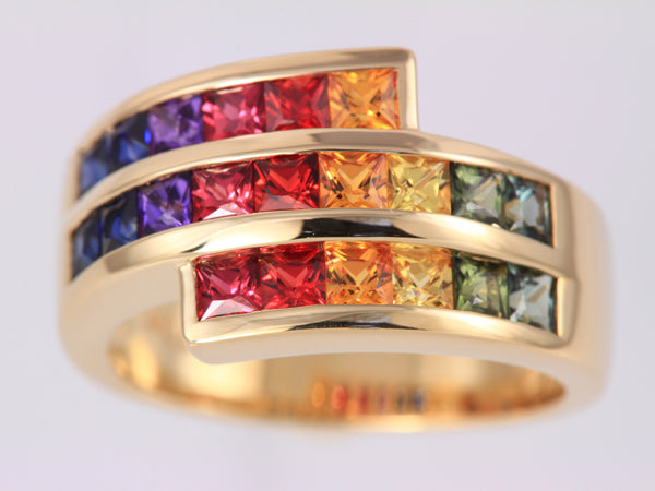 Multicolored Sapphires Ring 2.10 Carat