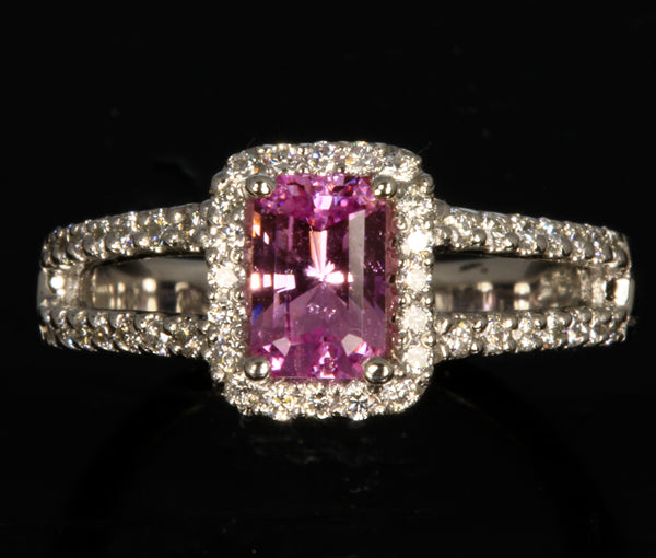 14K White Gold Natural Pink Sapphire Ring