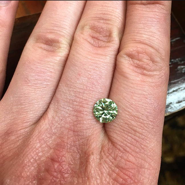 Light Green Round Brilliant Cut Merelani Mint Garnet 2.52 Carats