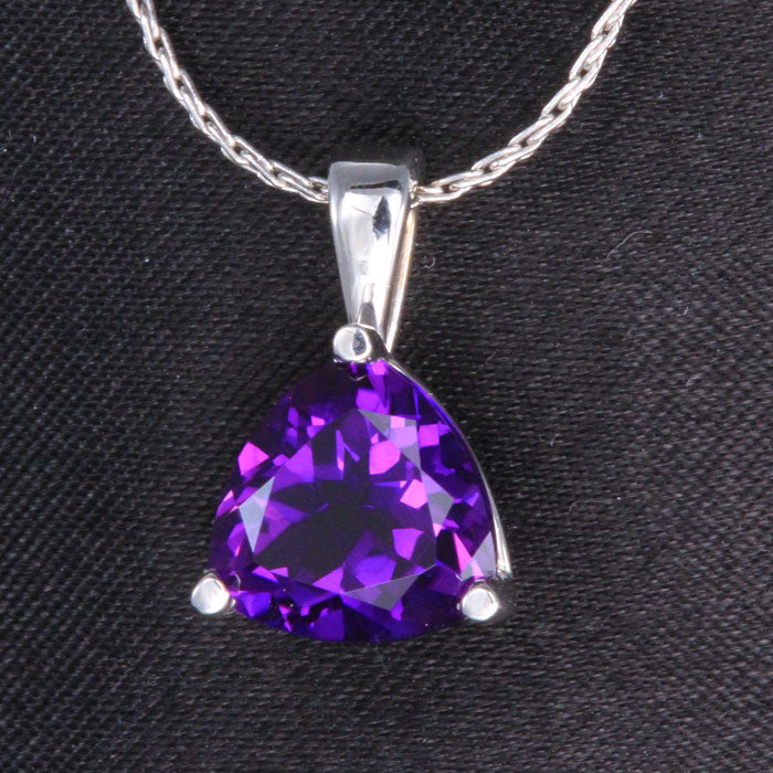 14K White Gold Wheat Link Amethyst Pendant 2.28 Carats