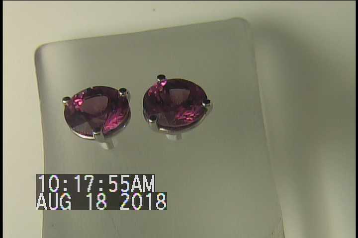 14K White Gold Round Brilliant Umbalite Garnet Stud Earrings 2.98 Carats